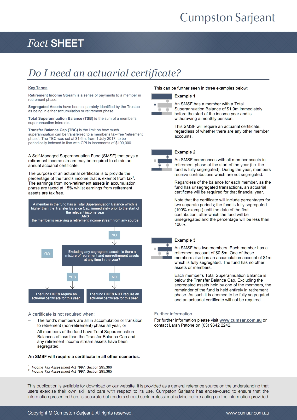 Fact Sheet: Do I need an actuarial certificate?